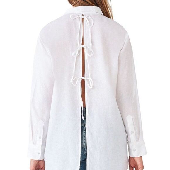 DL1961 White Premium Denim Metropolitan Ave. Tie-Back Top Sz Small - Picture 1 of 3